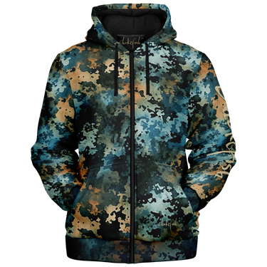 Chokefish™ Microfleece Zip-Up Hoodie Acid-Wash Colors-018B
